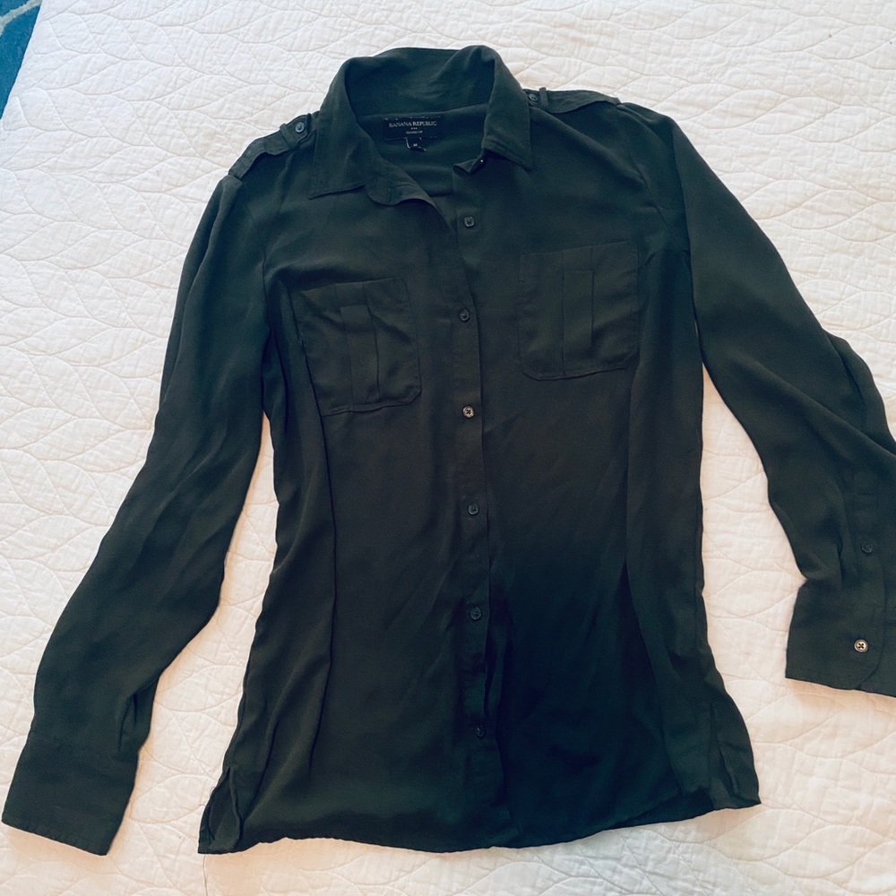 BR olive green detailed blouse